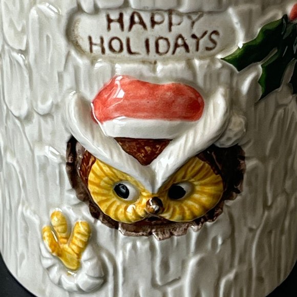 1979 Enesco Owl in Tree-Shaped Mug // E-2672 // Vintage Christmas - Picture 2 of 6